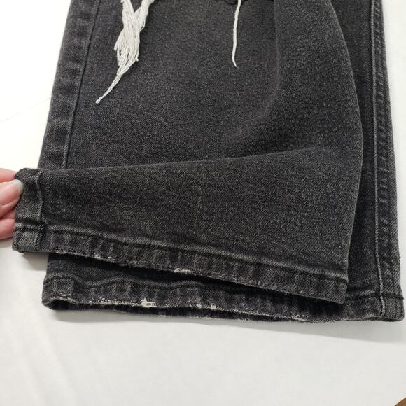 Wild Fable Jean Women 18 Black High Rise Straight Leg Thrashed Grunge Button Fly - Picture 10 of 16